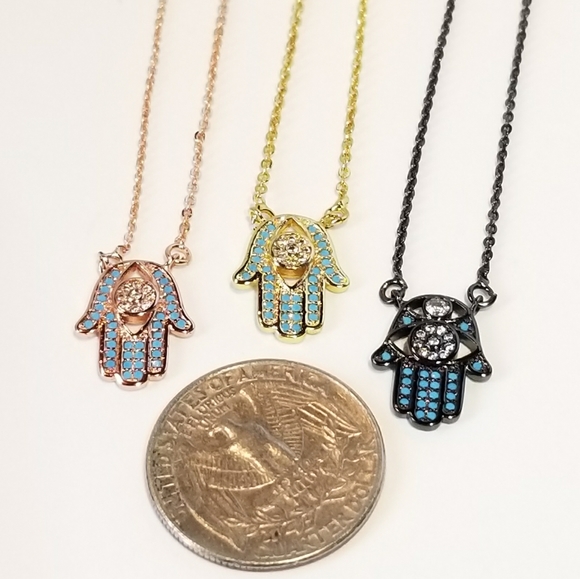 Dainty Pave CZ Hamsa Necklace - Picture 7 of 7